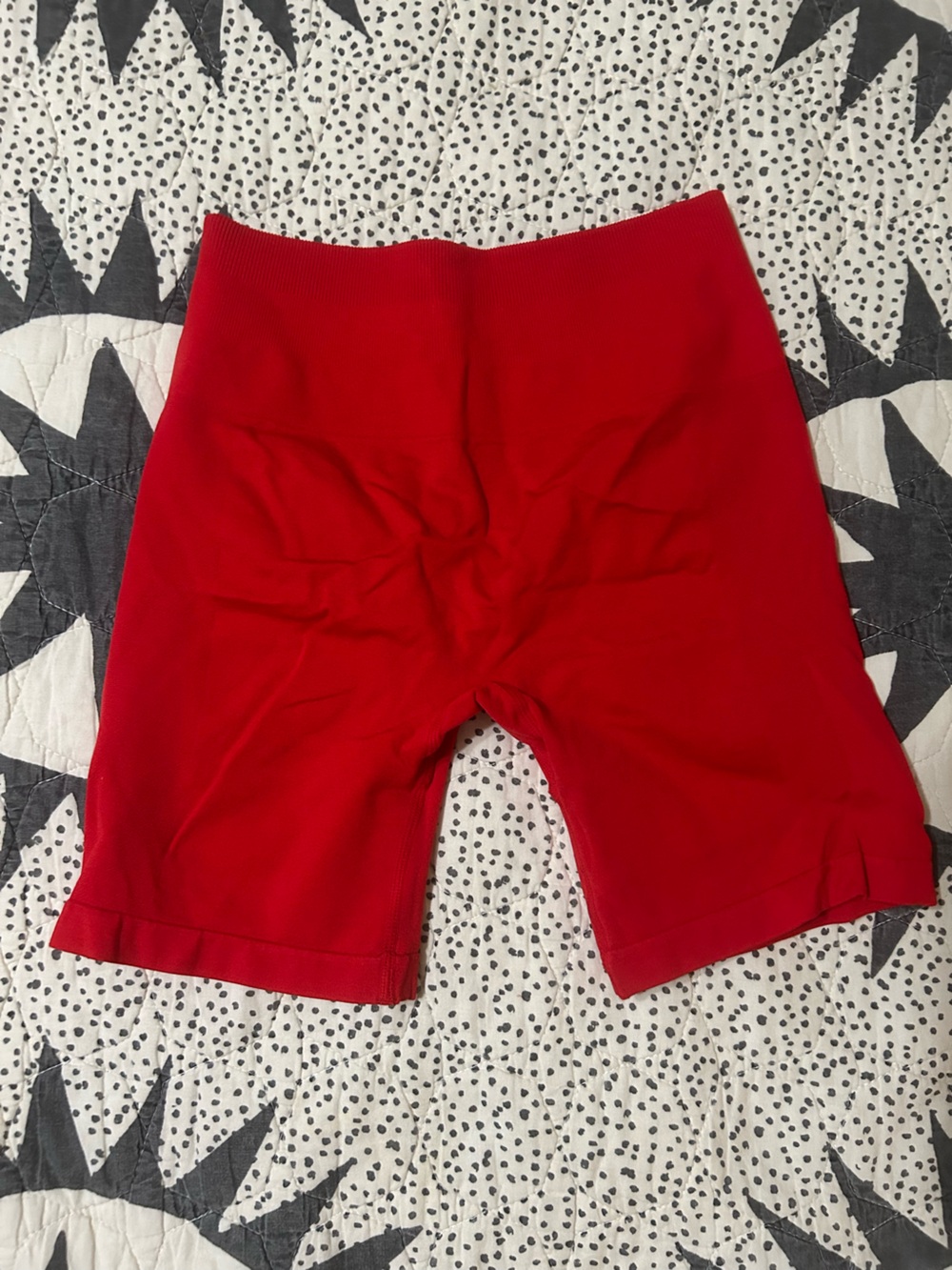 Women’s Red High-Waist Athletic Bike Shorts